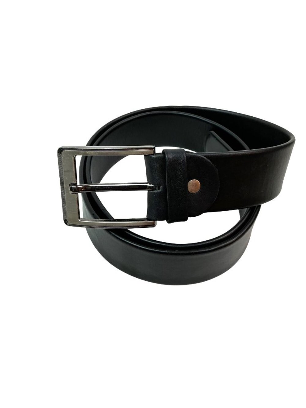 New Bata Wide Genuine Leather Dress Belt Polished Silver Buckle Mens